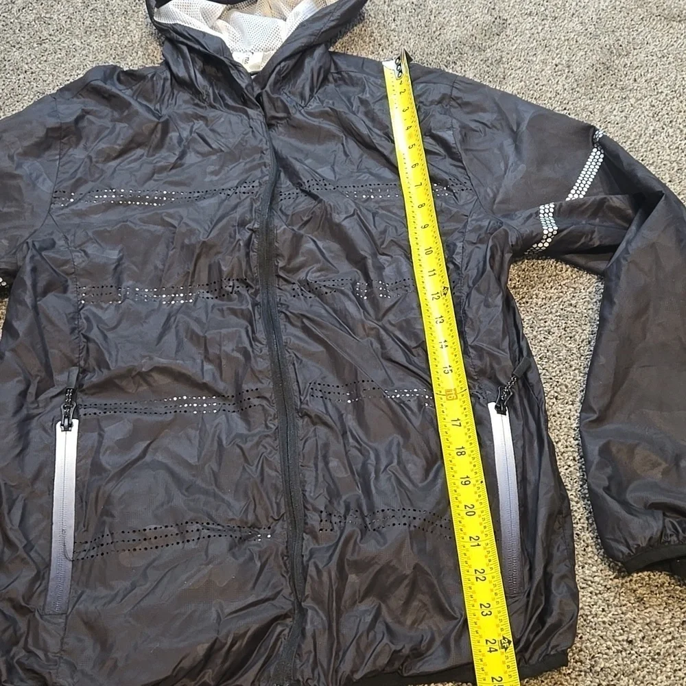 Zyia Activ Women Black Hooded Jacket Sporty Athletic Sz L Full Zip